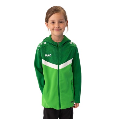 JAKO Hooded Jacket Iconic (Polyester Fleece, Side Pockets with Zip) Green/Dark Green Kids