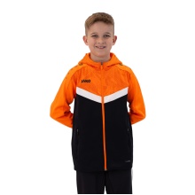 JAKO Hooded Jacket Iconic (Polyester Fleece, Side Pockets with Zip) black/neon orange Children