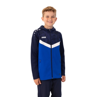 JAKO Iconic Hooded Jacket (Polyester Fleece, Side Pockets with Zip) Royal Blue/Navy Blue Kids