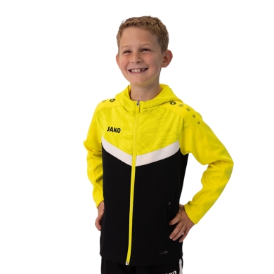 JAKO Iconic Hooded Jacket (Polyester Fleece, Side Pockets with Zipper) black/yellow Kids