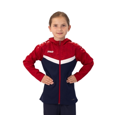 JAKO Hooded Jacket Iconic (Polyester Fleece, Side Pockets with Zip) navy/red Children