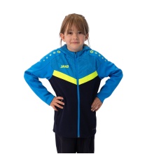 JAKO Iconic Hooded Jacket (Polyester Fleece, Side Pockets with Zip) navy blue/light blue/yellow Children