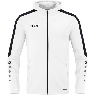 JAKO Hooded Jacket Power (Polyester Fleece, Side Pockets with Zip) White Kids