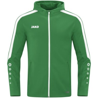 JAKO Hooded Jacket Power (Polyester Fleece, Side Pockets with Zip) Green Kids