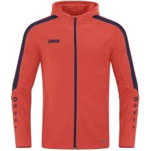 JAKO Hooded Jacket Power (Polyester Fleece, Side Pockets with Zipper) orange/navy Children