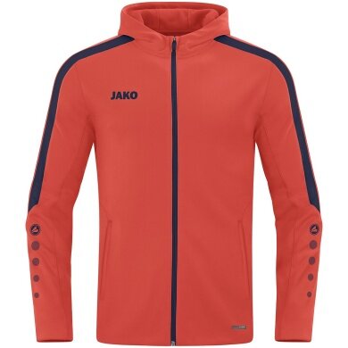 JAKO Hooded Jacket Power (Polyester Fleece, Side Pockets with Zip) Orange/Navy Blue Men