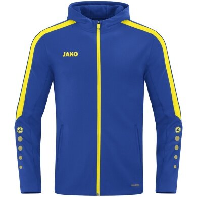 JAKO Hooded Jacket Power (Polyester Fleece, Side Pockets with Zip) Royal Blue/Yellow Men