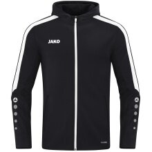 JAKO Hooded Jacket Power (Polyester Fleece, Side Pockets with Zipper) black/white Men