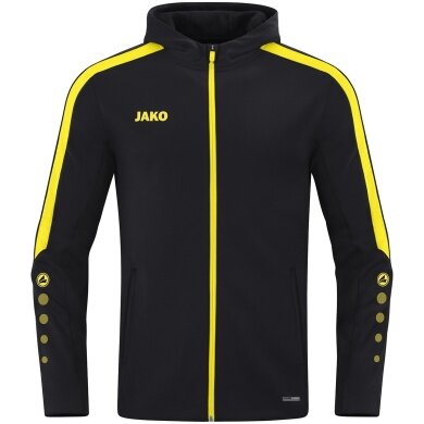 JAKO Hooded Jacket Power (Polyester Fleece, Side Pockets with Zipper) Black/Yellow Men