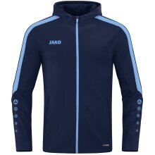 JAKO Hooded Jacket Power (Polyester Fleece, Side Pockets with Zipper) Navy Blue/Sky Blue Men