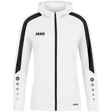 JAKO Hooded Jacket Power (Polyester Fleece, Side Pockets with Zipper) White Women