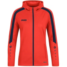 JAKO Hooded Jacket Power (Polyester Fleece, Side Pockets with Zipper) Orange/Navy Blue Women