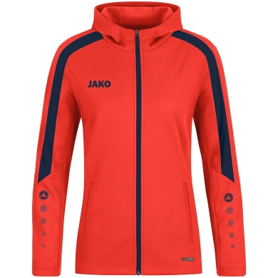 JAKO Hooded Jacket Power (Polyester Fleece, Side Pockets with Zipper) Orange/Navy Blue Women