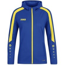 JAKO Hooded Jacket Power (Polyester Fleece, Side Pockets with Zip) Royal Blue/Yellow Women