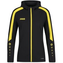 JAKO Hooded Jacket Power (Polyester Fleece, Side Pockets with Zip) Black/Yellow Women