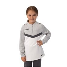 JAKO Long Sleeve Ziptop Iconic (comfortable fit) white/grey/charcoal grey children