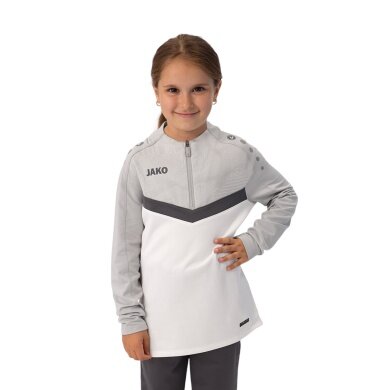 JAKO Long Sleeve Ziptop Iconic (comfortable fit) white/grey/charcoal grey children