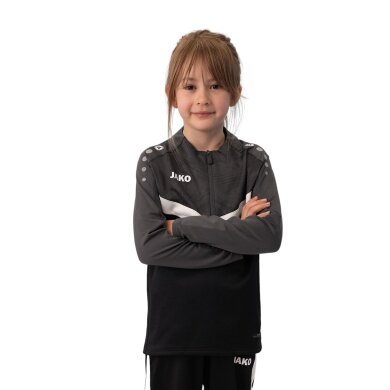 JAKO Long Sleeve Zip Top Iconic (comfortable fit) black/anthracite grey children