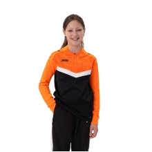 JAKO Long Sleeve Shirt Ziptop Iconic (comfortable to wear) black/neon orange Kids