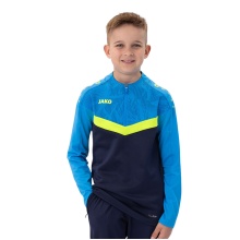 JAKO Long Sleeve Shirt Ziptop Iconic (comfortable to wear) navy blue/light blue/yellow Kinder