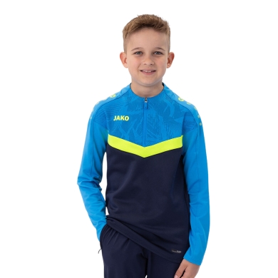 JAKO Long Sleeve Shirt Ziptop Iconic (comfortable to wear) navy blue/light blue/yellow Kinder