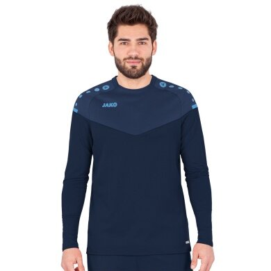 JAKO Sport Long Sleeve Sweat Champ 2.0 (100% Polyester) Navy/Light Blue Men