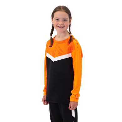 JAKO Sport Long Sleeve Sweatshirt Iconic (Polyester Stretch Fleece) black/neon orange Kids