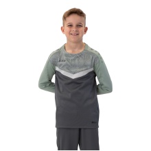 JAKO Sport Long Sleeve Sweatshirt Iconic (Polyester Stretch Fleece) Charcoal Grey/Mint Green Kids