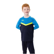 JAKO Sport Long Sleeve Sweatshirt Iconic (Polyester Stretch Fleece) navy blue/light blue/yellow Kids