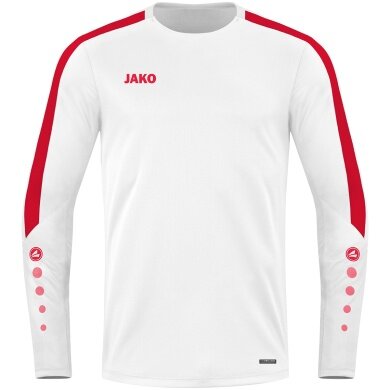 JAKO Sport Long Sleeve Shirt Sweat Power (recycled Polyester, high freedom of movement) white/red Men