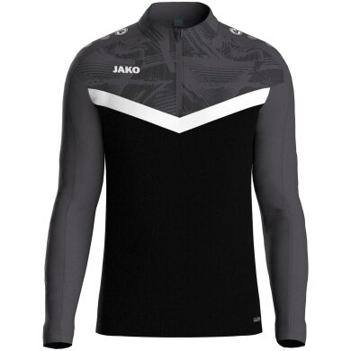 JAKO Long Sleeve Zip Top Iconic (comfortable fit) black/anthracite grey children