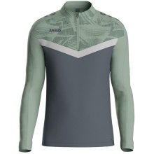 JAKO Long Sleeve Zip Top Iconic (comfortable fit) charcoal grey/mint green children