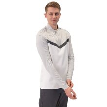 JAKO Long Sleeve Zip Top Iconic (comfortable fit) white/grey/charcoal grey men's