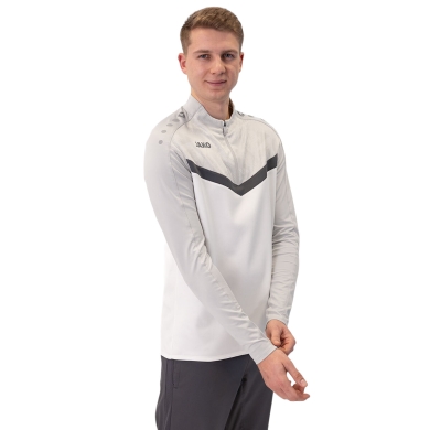 JAKO Long Sleeve Zip Top Iconic (comfortable fit) white/grey/charcoal grey men's