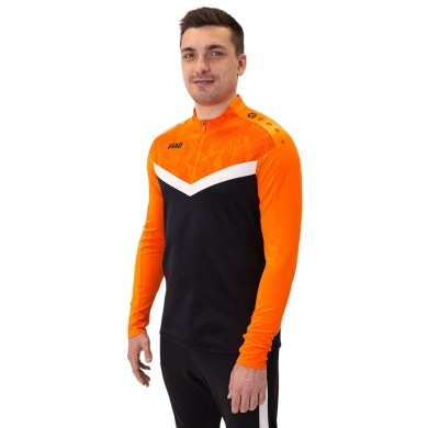 JAKO Long Sleeve Ziptop Iconic (comfortable fit) black/neon orange men's