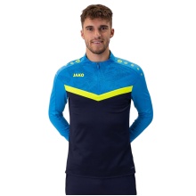 JAKO Long Sleeve Zip Top Iconic (comfortable fit) navy blue/light blue/yellow men's