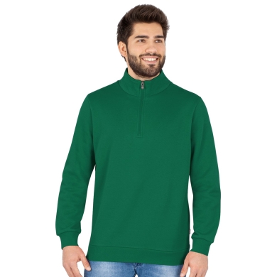 JAKO Long Sleeve Zip Top Organic - Soft Inner Side, Zip Fastener - Green Men