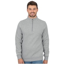 JAKO Long Sleeve Zip Top Organic - Soft Inner Side, Zip Fastener - Light Grey Men