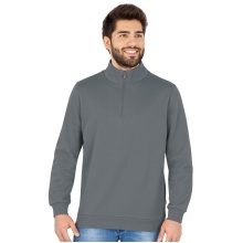 JAKO Long-sleeved Zip Top Organic - Soft Inner Side, Zip Fastener - Dark Grey Men