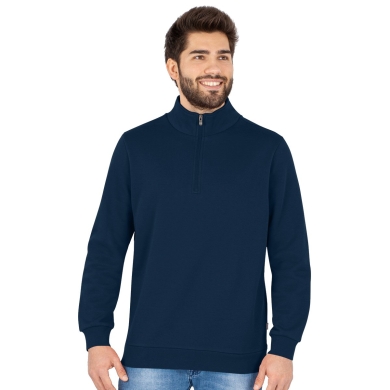 JAKO Long-sleeved Zip Top Organic - Soft Inner Side, Zip Fastener - Navy Blue Men