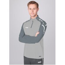 JAKO Long Sleeve Zip Top Performance (Polyester-Stretch-Fleece) Light Grey Men