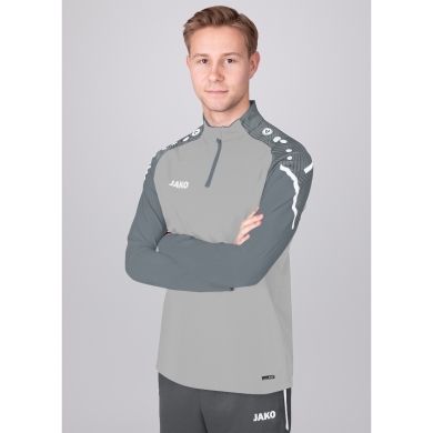 JAKO Long Sleeve Zip Top Performance (Polyester-Stretch-Fleece) Light Grey Men