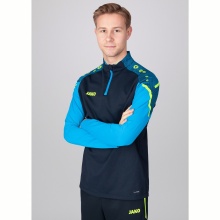 JAKO Long Sleeve Zip Top Performance (Polyester-Stretch-Fleece) navy blue/light blue Men