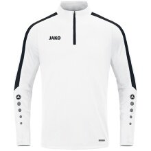 JAKO Long Sleeve Zip Top Power (recycled Polyester, highly elastic) white Kids