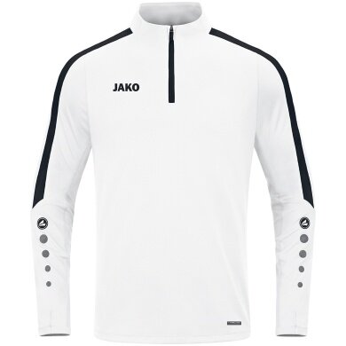 JAKO Long Sleeve Zip Top Power (recycled Polyester, highly elastic) white Kids