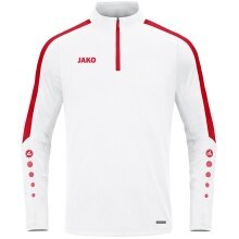 JAKO Long Sleeve Shirt Ziptop Power (recycled Polyester, highly elastic) white/red Men