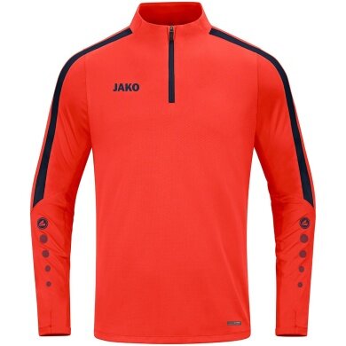 JAKO Long Sleeve Zip Top Power (recycled polyester, highly elastic) orange/navy blue Children