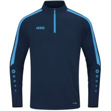 JAKO Long Sleeve Ziptop Power (recycled Polyester, highly elastic) navy blue/sky blue Kids