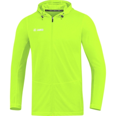 JAKO Running Jacket (Full-Zip Hooded Jacket) Run 2.0 Neon Green Kids