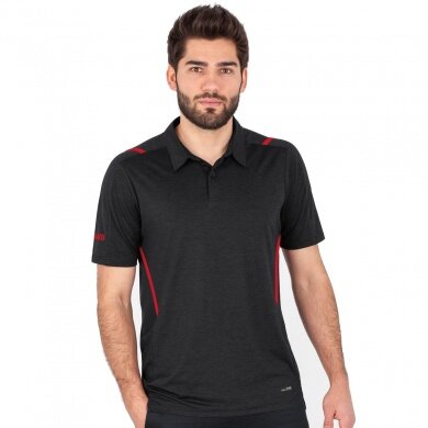 JAKO Sport Polo Challenge (Polyester Stretch Jersey) black mottled/red Men